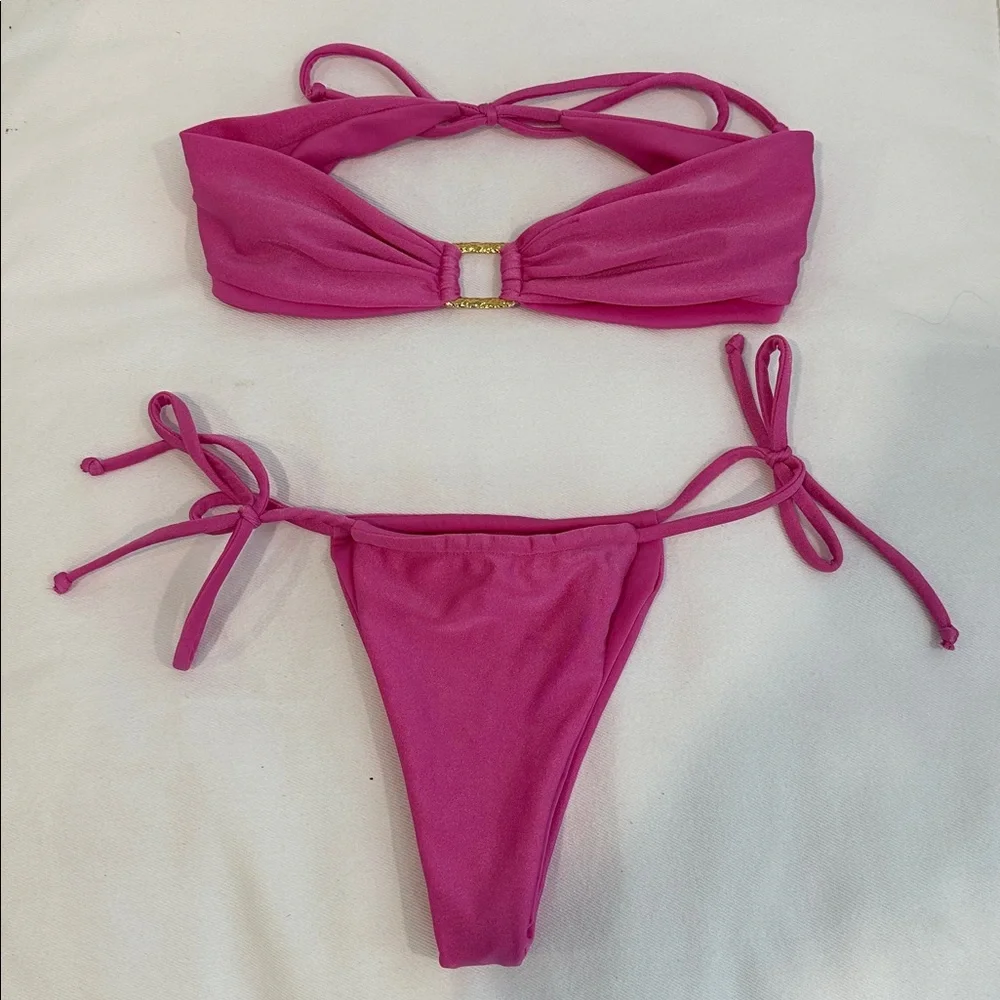 Pink Strapless Bikini Set - Picture 1 of 3
